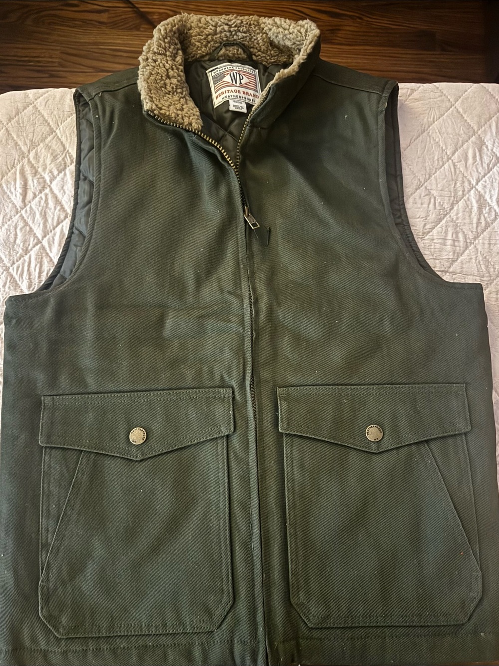 Men's Sherpa-Lined Weatherproof Olive Vest